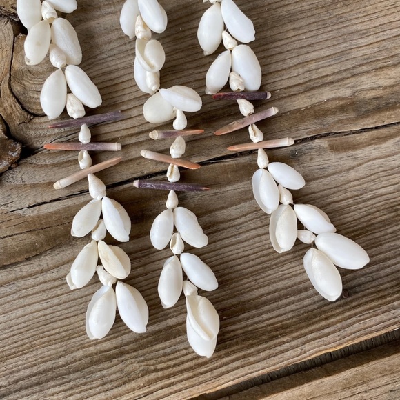 VTG 1970s Woven Shell Chandelier Hanging Swag Art 22" Long - Picture 6 of 6